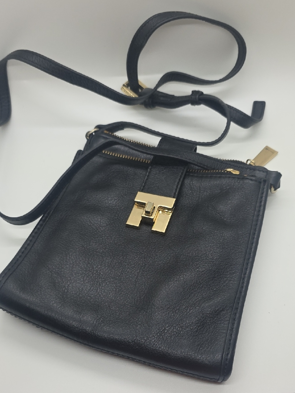 Tommy Hilfiger Black Crossbody with Gold-Tone Lock